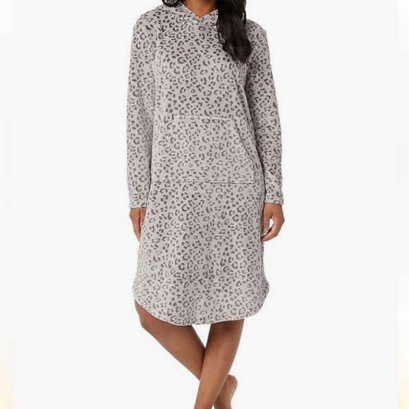 32 DEGREES Heat Women's Hooded Cozy Plush Sleep Lounger, Leopard size Large - Picture 3 of 4